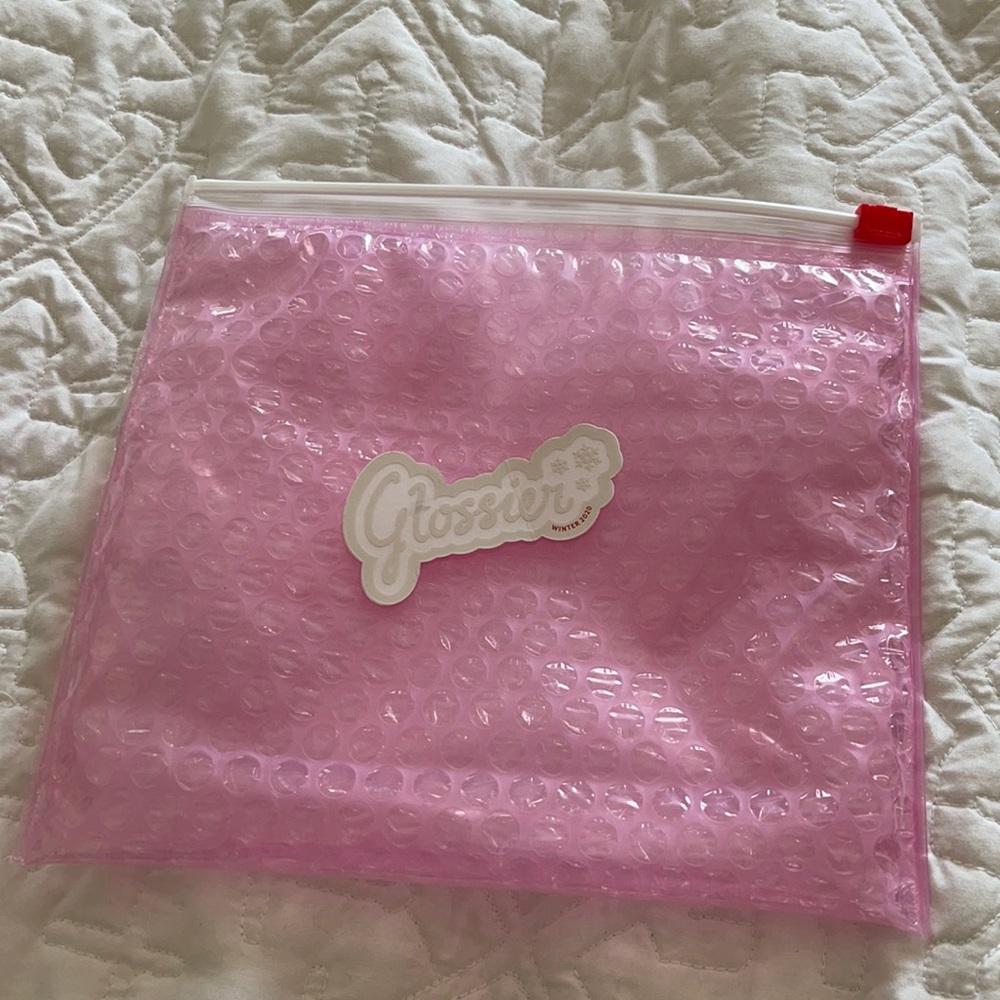Large Glossier pouch and Winter 2020 sticker